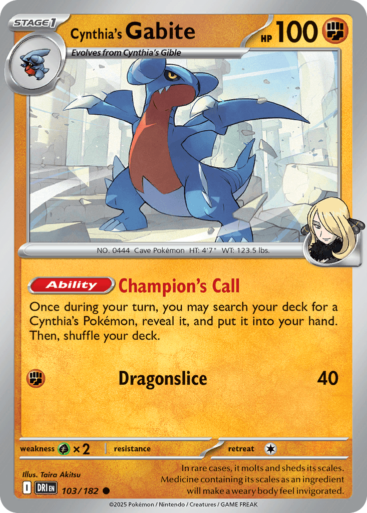 Cynthia's Gabite, 103/182, Standard
