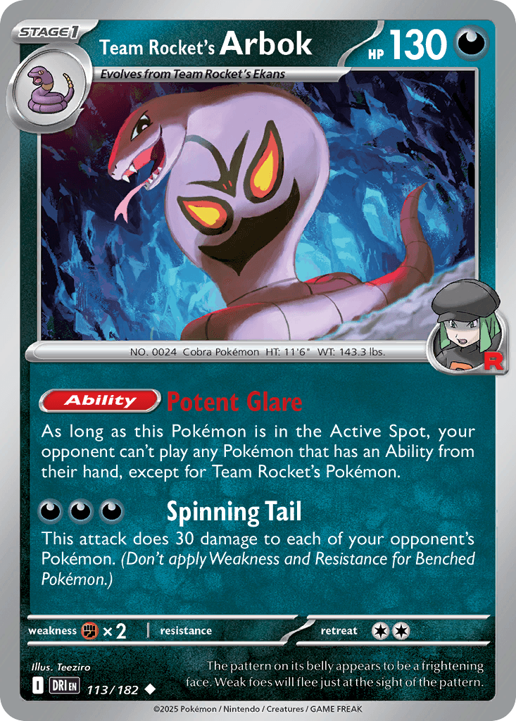 Team Rocket's Arbok, 113/182, Standard