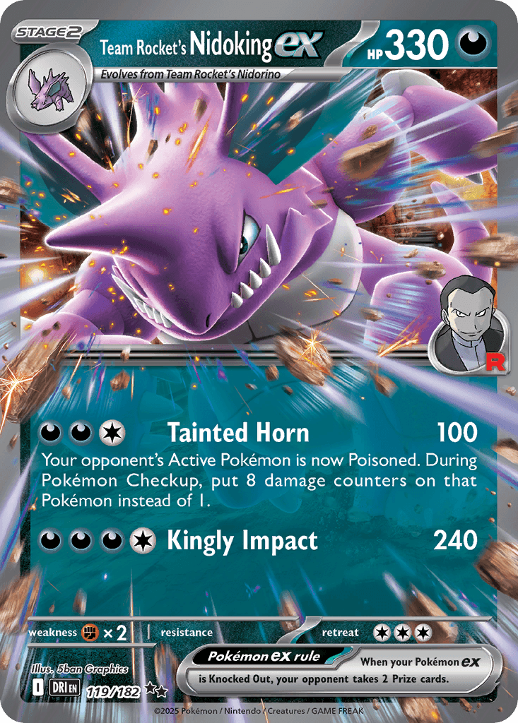 Team Rocket's Nidoking ex, 119/182, Standard