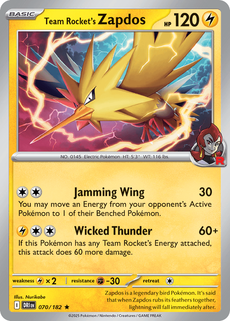 Team Rocket's Zapdos, 70/182, Standard