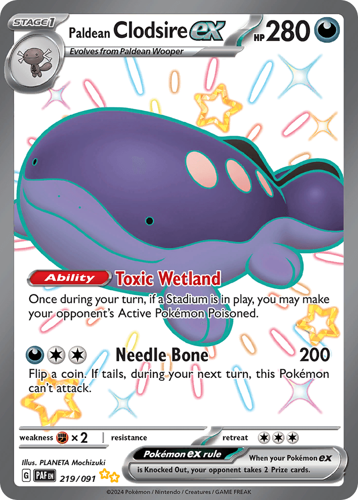 Paldean Clodsire ex, 219/91, Standard