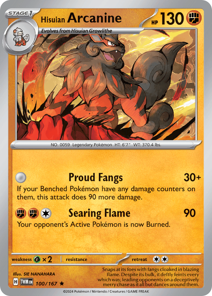 Hisuian Arcanine, 100/167, Standard