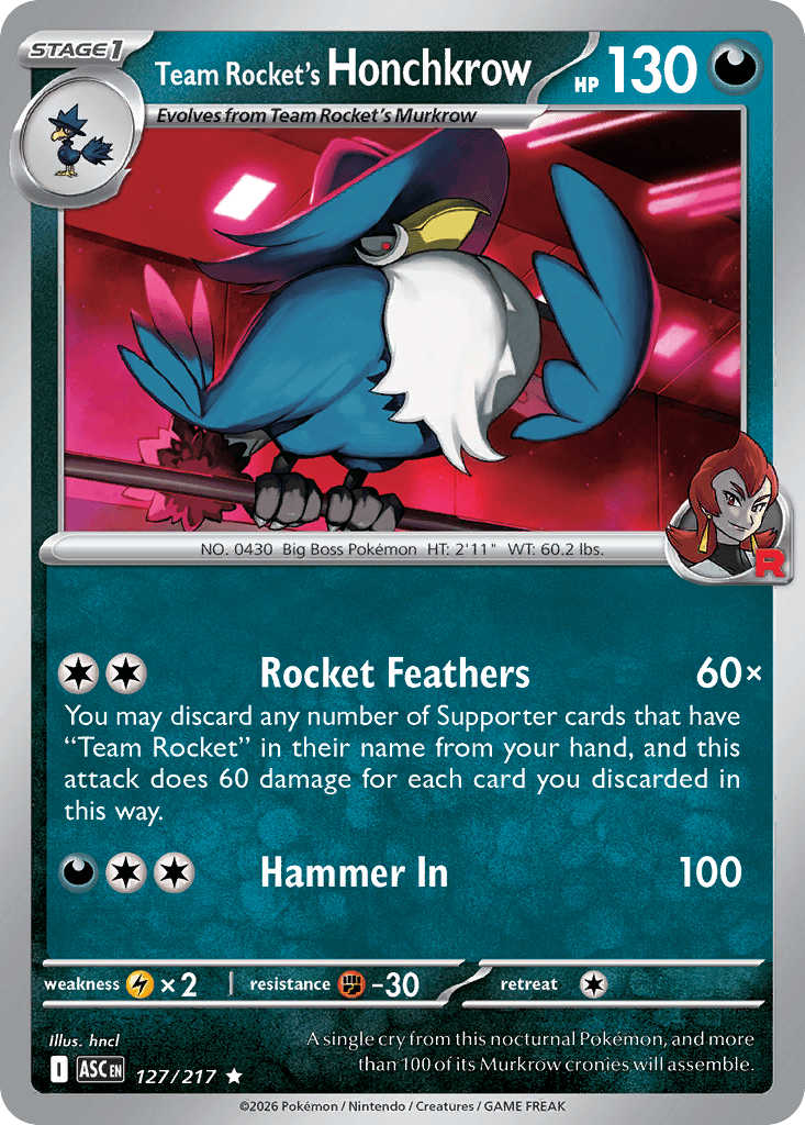 Team Rocket's Honchkrow, 127/217, Standard