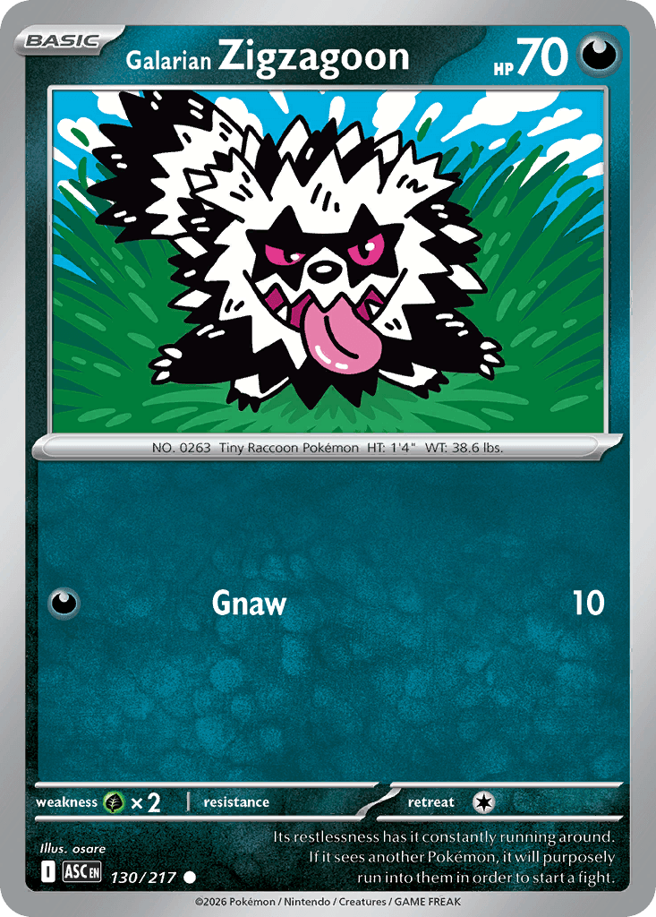 Galarian Zigzagoon, 130/217, Standard