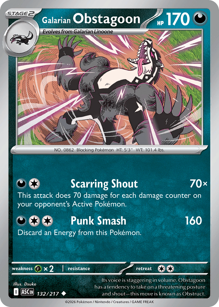 Galarian Obstagoon, 132/217, Standard