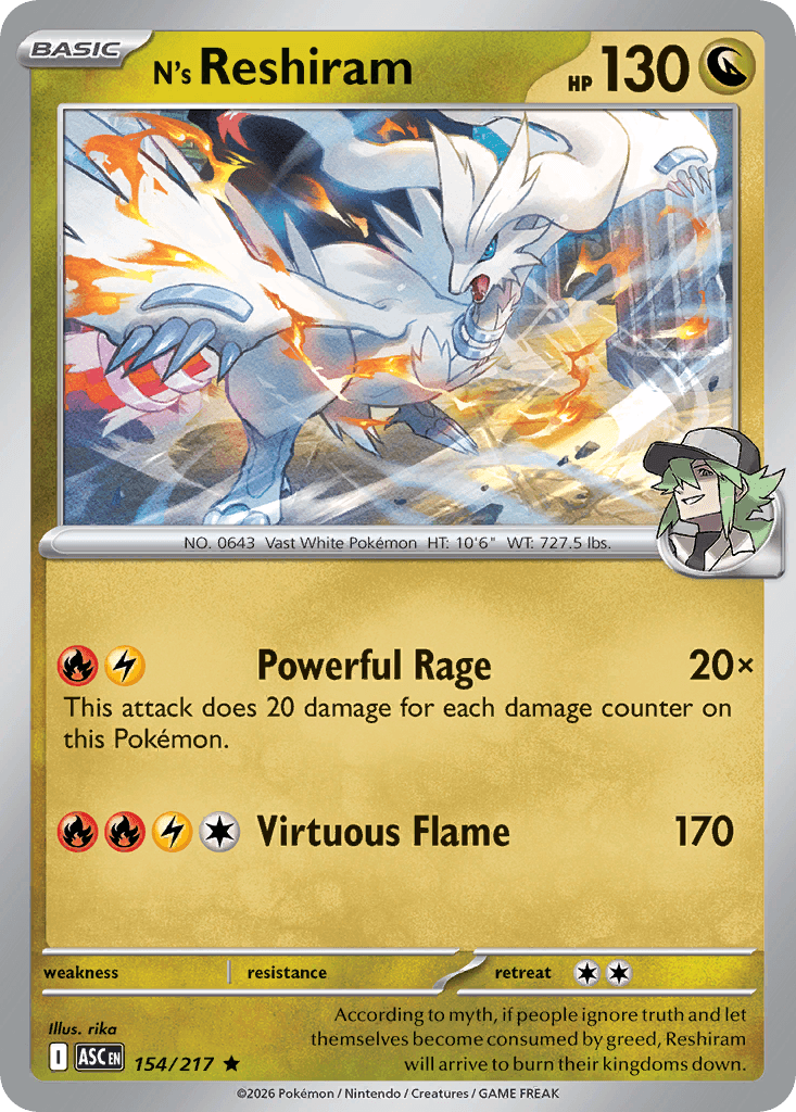 N's Reshiram, 154/217, Standard