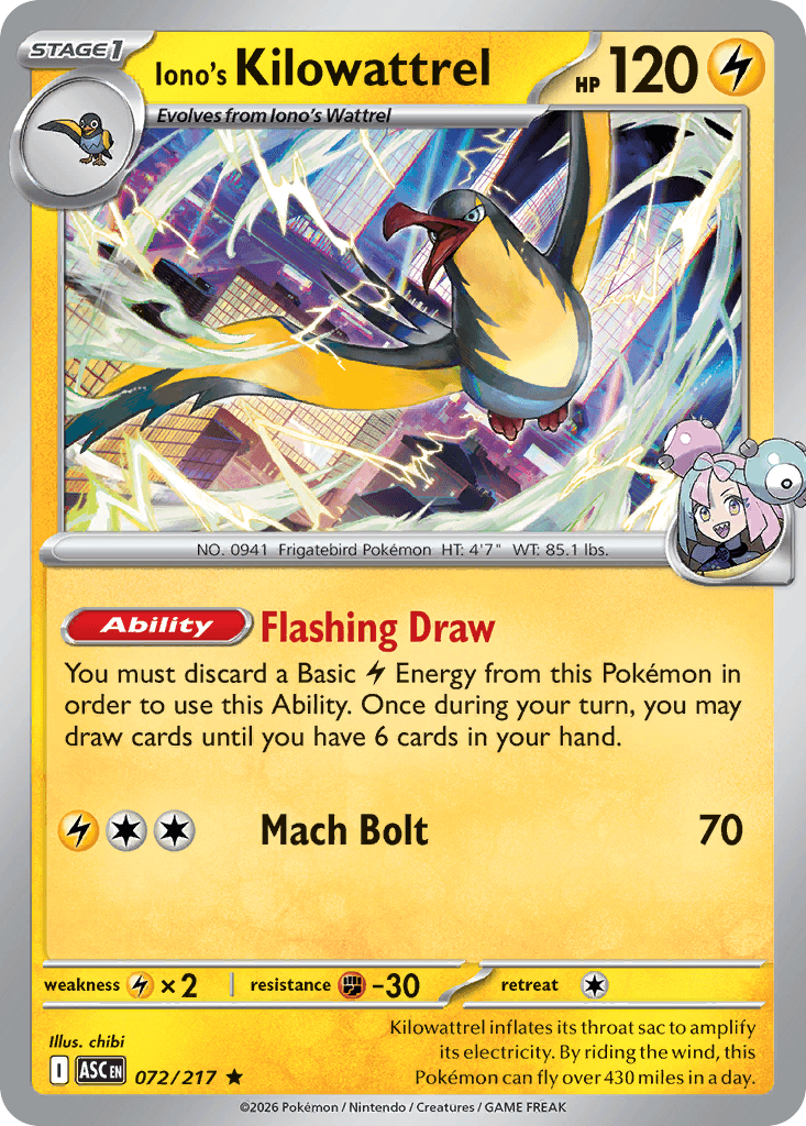 Iono's Kilowattrel, 72/217, Standard