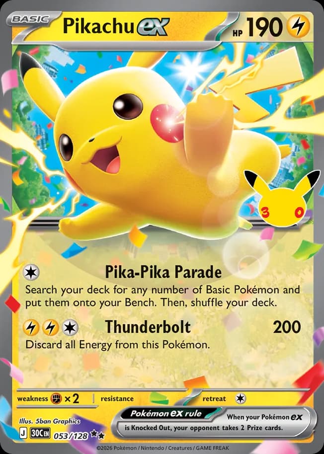 Pikachu ex, 53/128, Standard